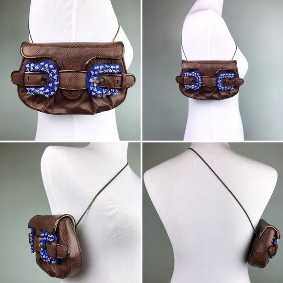 FENDI Brown Karung Blue Buckle Limited Edition Bag - Picture 2 of 8